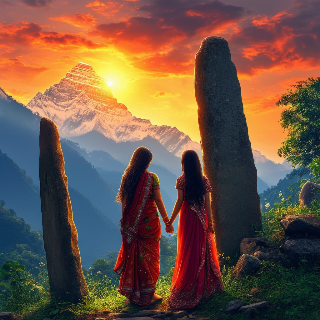 images/as_the_sun_dipped_below_the_horizon__painting_the_sky_in_hues_of_fiery_crimson_and_burnished_gold__amrita_and_laxmi_made_their_way_to_a_secluded_glade_deep_within_the_heart_of_the_valley__here__ancient_stones_stood_like_silent_sentinels__their_surfaces_etched_with_symbols_that_seemed_to_hum_with_ancient_power__image_7_20250104.png